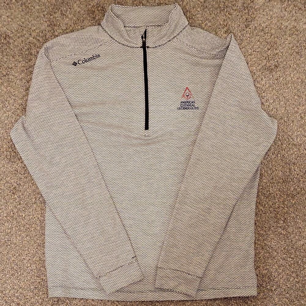 Columbia Golf Quarter Zip Long Sleeve Polo Shirt Gray Black L Embroidered Logo